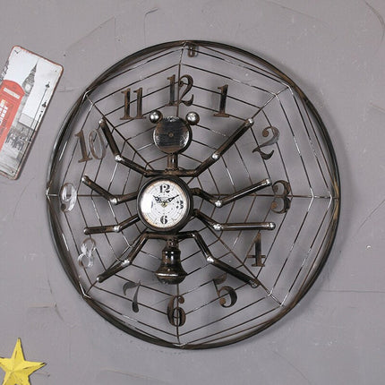Reloj de pared industrial araña metálico