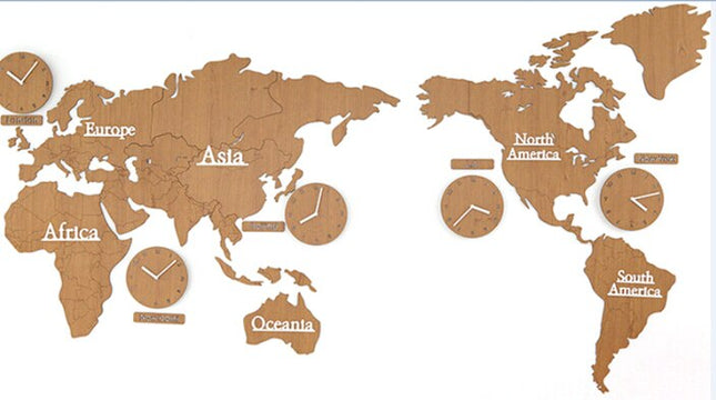 Reloj de pared mapa mundial zonas horarias