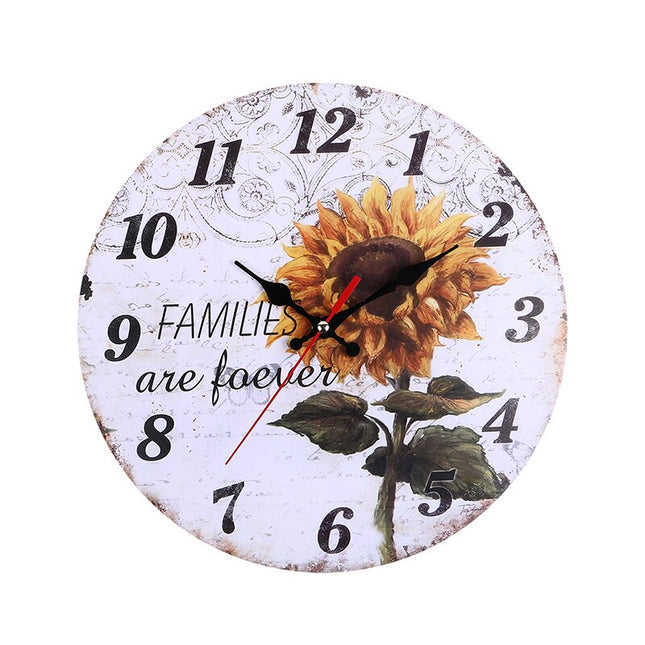 Reloj de pared redondo con girasol