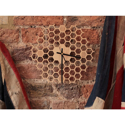 Reloj de pared madera panal abeja