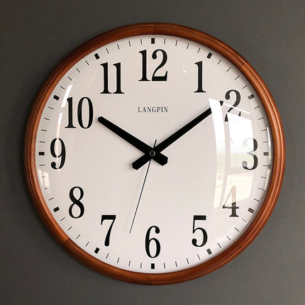 Reloj pared madera y cristal clásico