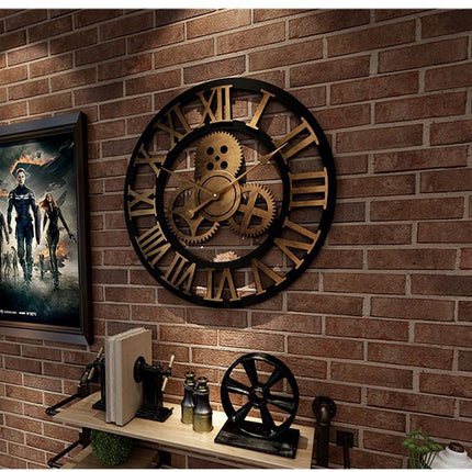 Reloj pared industrial madera y metal
