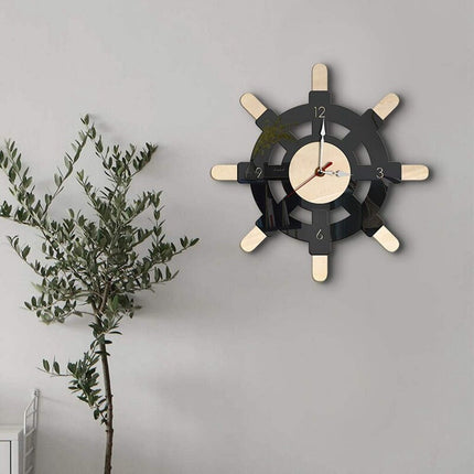 Reloj de pared náutico timón barco