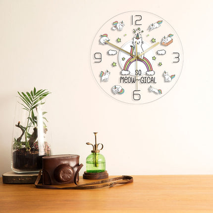 Reloj de pared LED con gatos unicornio