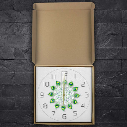 Reloj de pared LED plumas pavo real