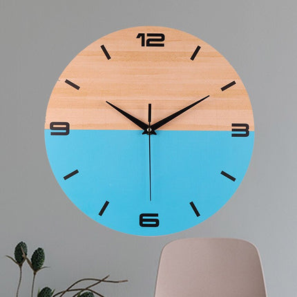 Reloj de pared moderno madera azul