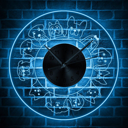 Reloj de pared luminoso razas de perros