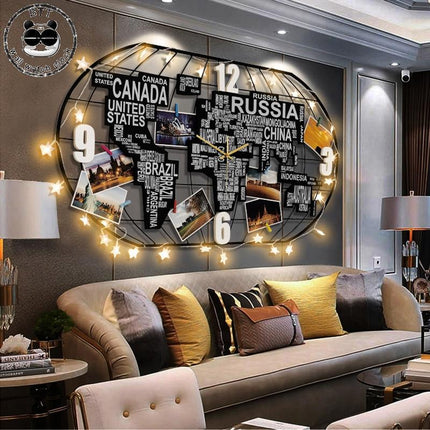 Reloj de pared mapamundi con LED