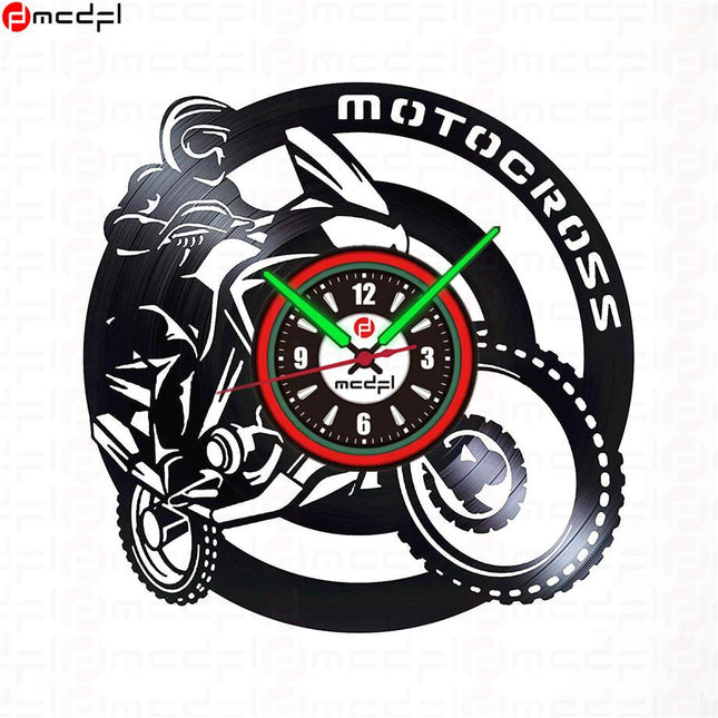 Reloj de pared moto rojo y verde