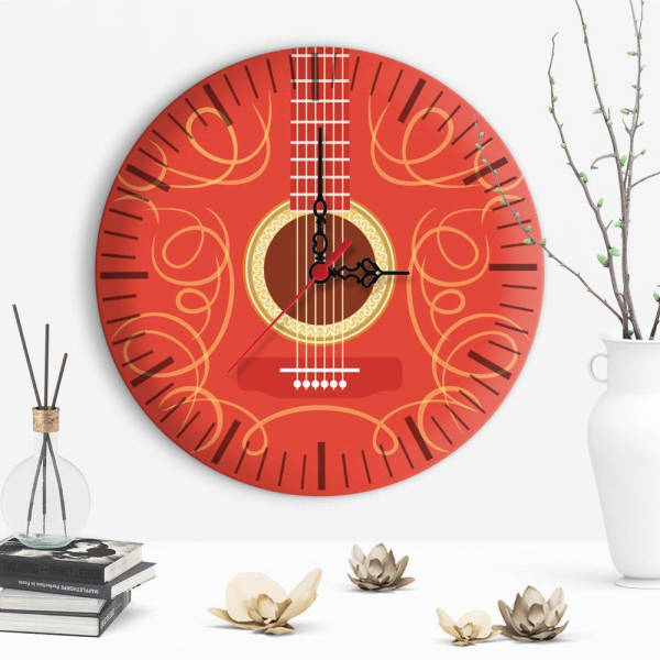 Reloj de pared redondo diseño guitarra
