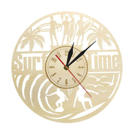Reloj de pared madera tema surf