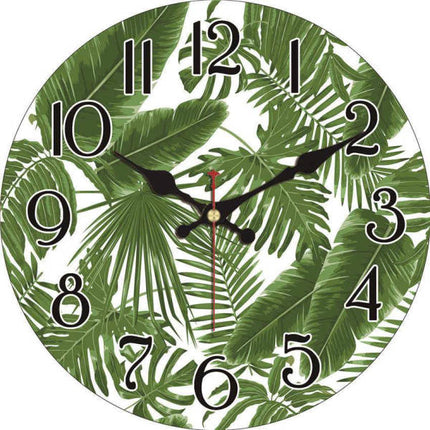 Reloj de pared estampado hojas tropicales