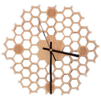 Reloj de pared madera panal abeja