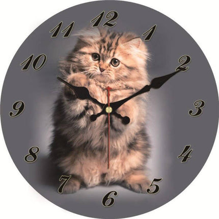 Reloj de pared redondo foto gatito