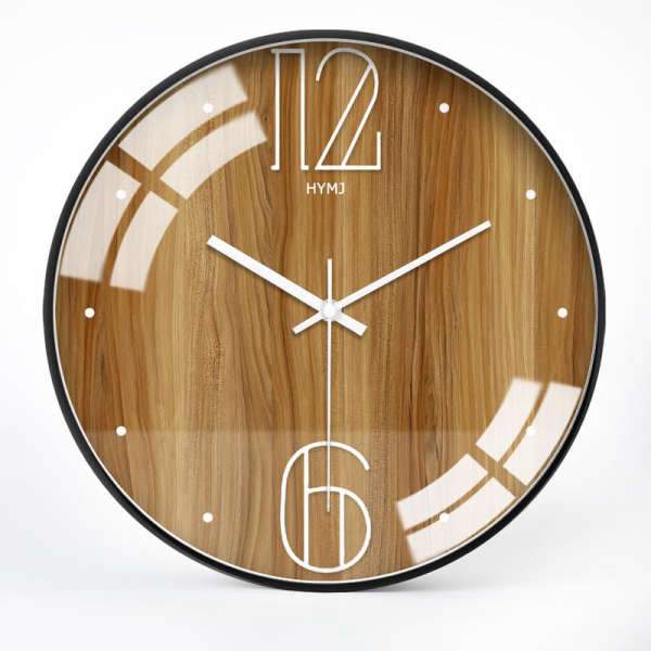 Reloj de pared de cristal efecto madera