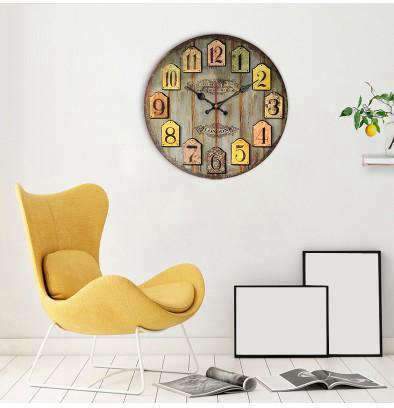 Reloj de pared grande efecto madera