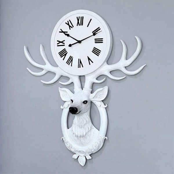 Reloj de pared cabeza ciervo blanco