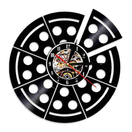 Reloj de pared vinilo diseño pizza porción