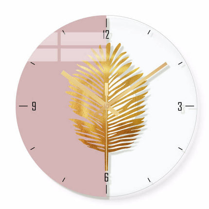 Reloj de pared diseño hoja dorada