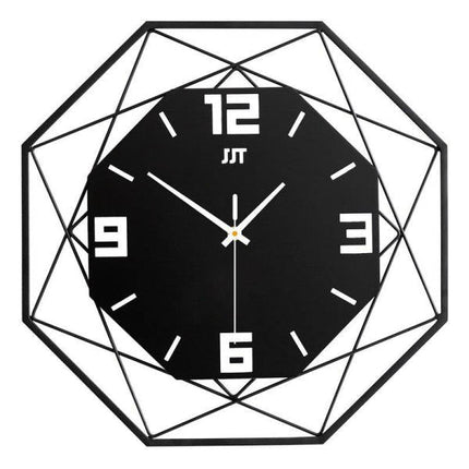 Reloj de pared octogonal de metal negro