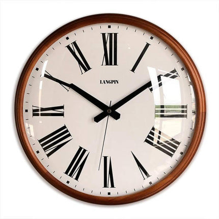 Reloj pared madera y cristal clásico