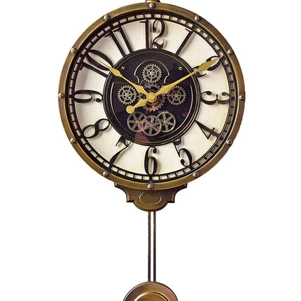 Reloj de pared con péndulo steampunk