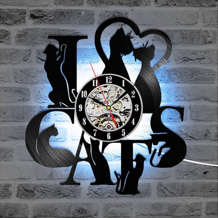 Reloj de pared negro disco vinilo