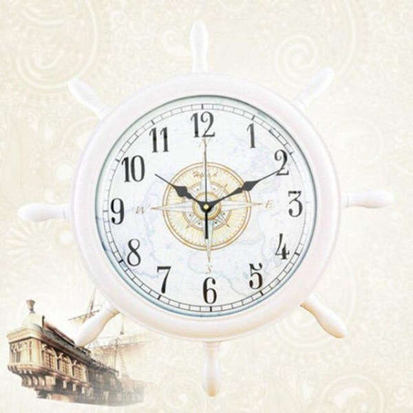 Reloj de pared diseño timón barco