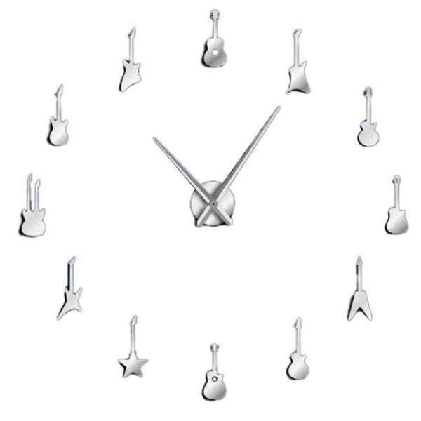 Reloj de pared adhesivo siluetas guitarras
