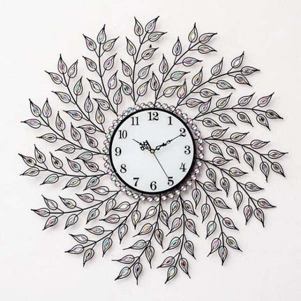 Reloj de pared grande hojas doradas