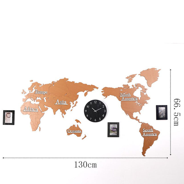Reloj mapamundi adhesivo efecto madera