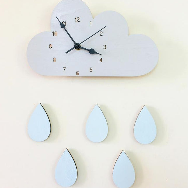 Reloj de pared decorativo nube gotas