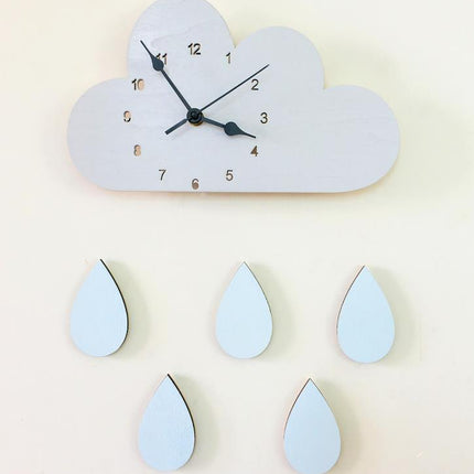 Reloj de pared decorativo nube gotas