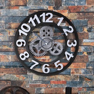 Reloj de pared industrial clásico engranajes