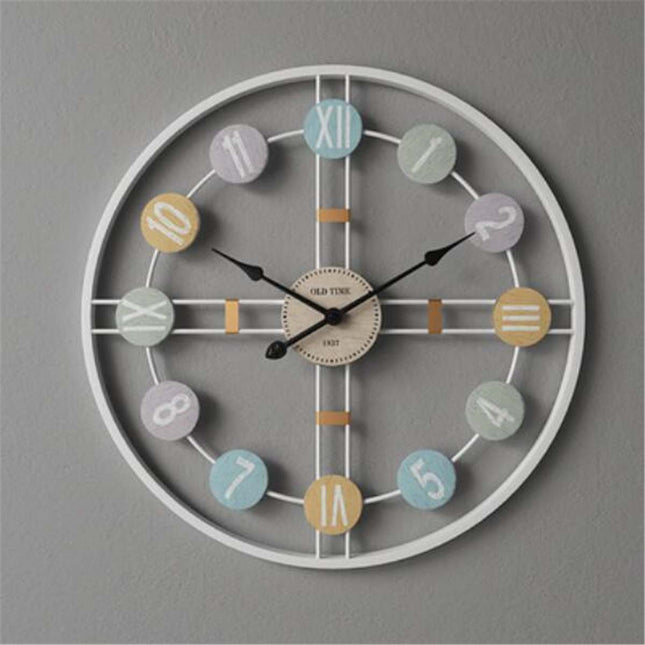 Reloj de pared industrial números coloridos