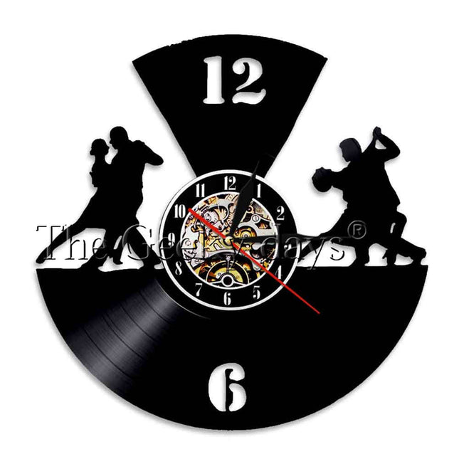 Reloj de vinilo pareja bailando tango
