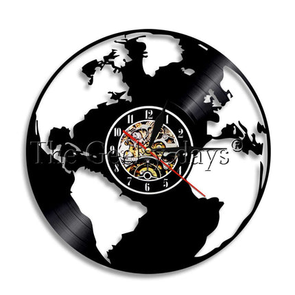 Reloj de vinilo diseño mapa del mundo