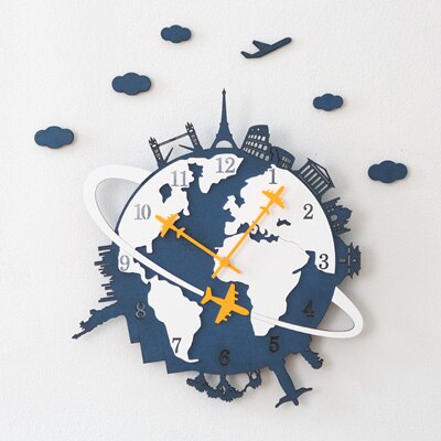 Reloj de pared diseño vuelta al mundo