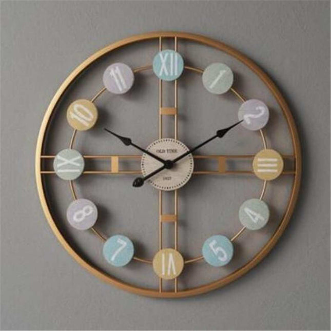 Reloj de pared industrial números coloridos