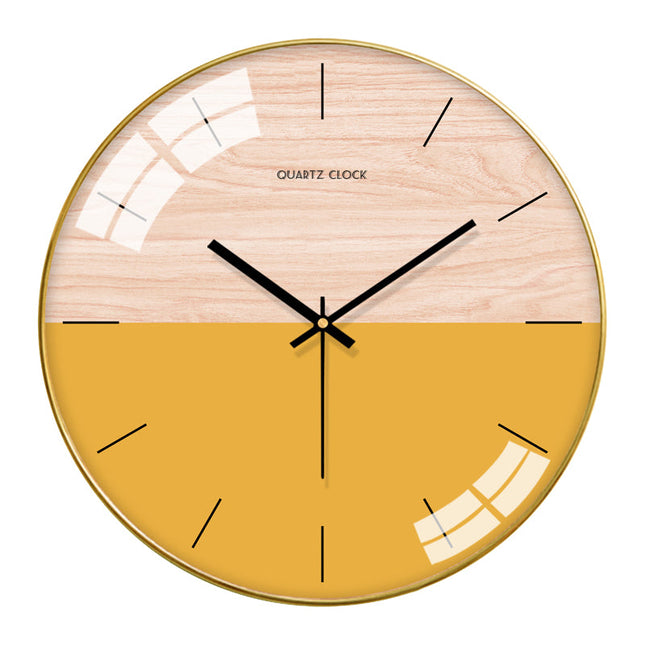 Reloj de pared de cristal piña dorada