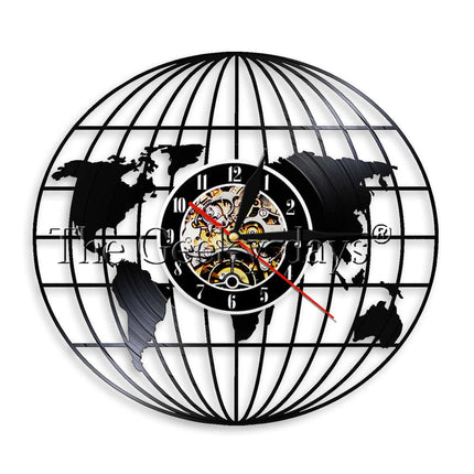 Reloj de vinilo diseño mapa del mundo