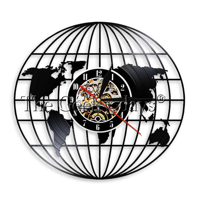 Reloj de vinilo diseño mapa del mundo