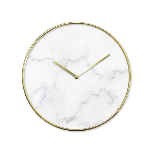 Reloj de pared mármol blanco y dorado