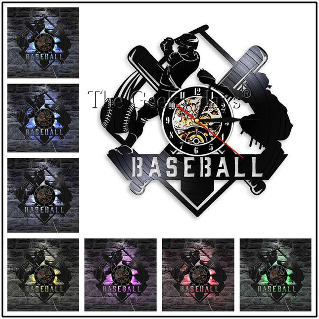 Reloj de pared de vinilo béisbol