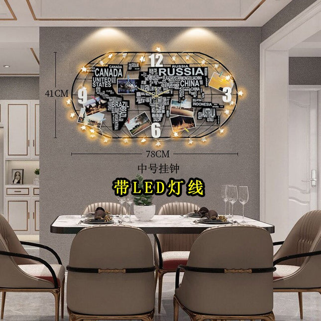 Reloj de pared mapamundi con LED
