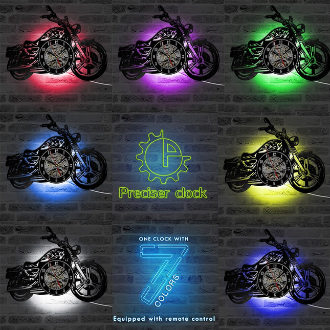 Reloj de vinilo para amantes motos