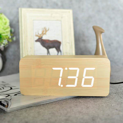Despertador Digital LED Efecto Madera