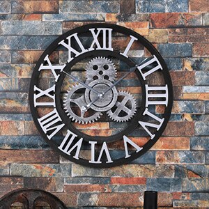 Reloj de pared industrial clásico engranajes