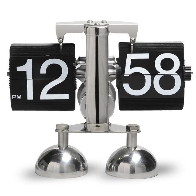 Reloj de mesa flip plateado moderno