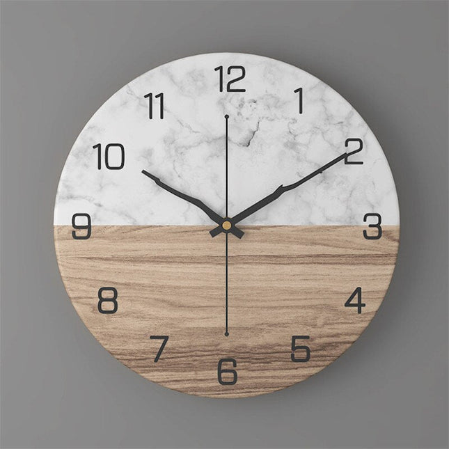 Reloj de pared efecto mármol bicolor